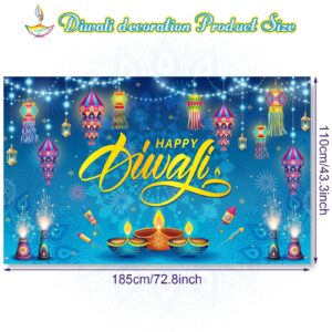 Happy Diwali Backdrop Banner Decorations 73*43 Inch Happy Diwali Banner Rangoli Lantern Photography Deepavali Photography Background for Outdoor Home Indian Festival of Lights Party Supplies(Vibrant)