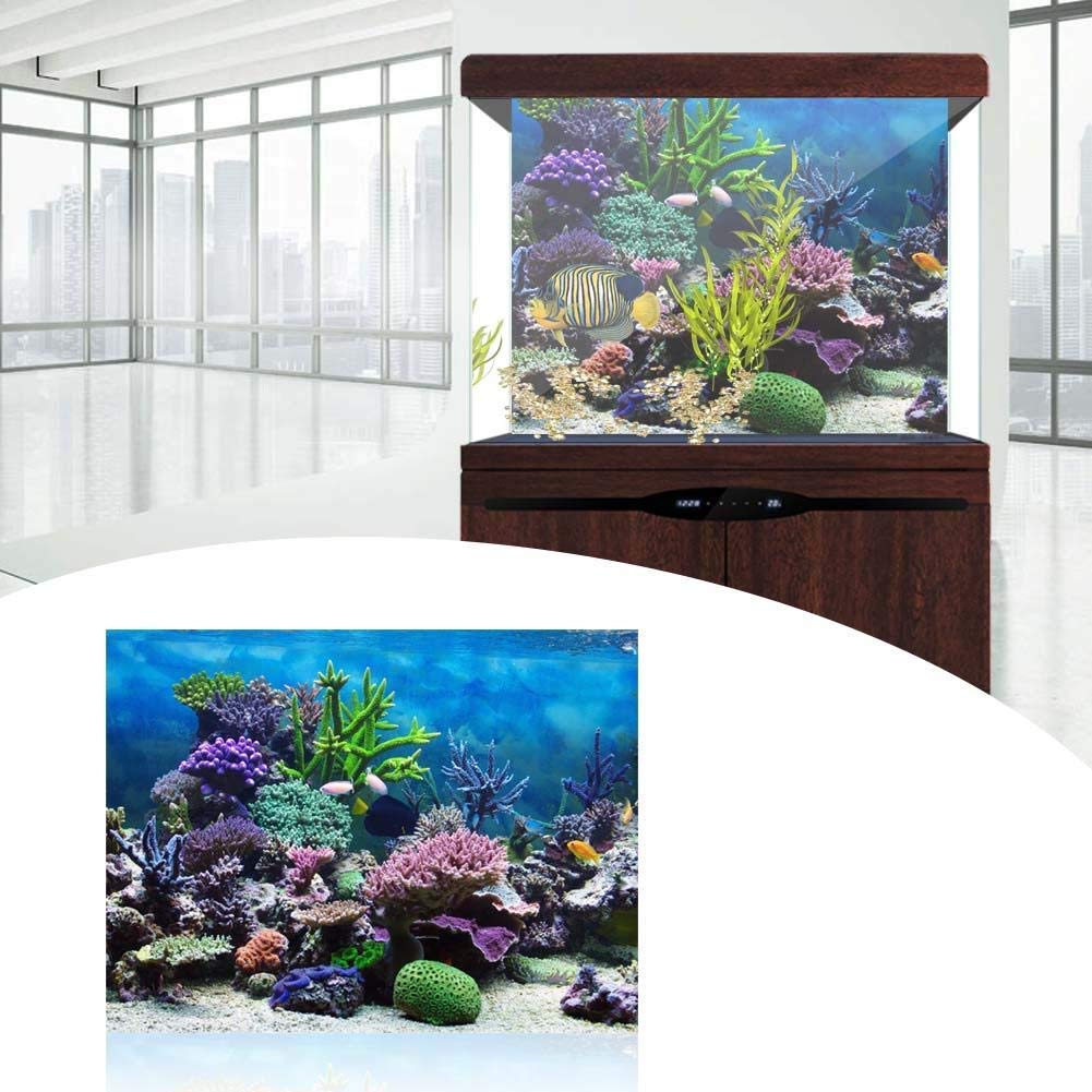 PVC Adhesive Undersea Backdrop, Aquarium Corals Photography Background Fish Poster(61 * 41cm)