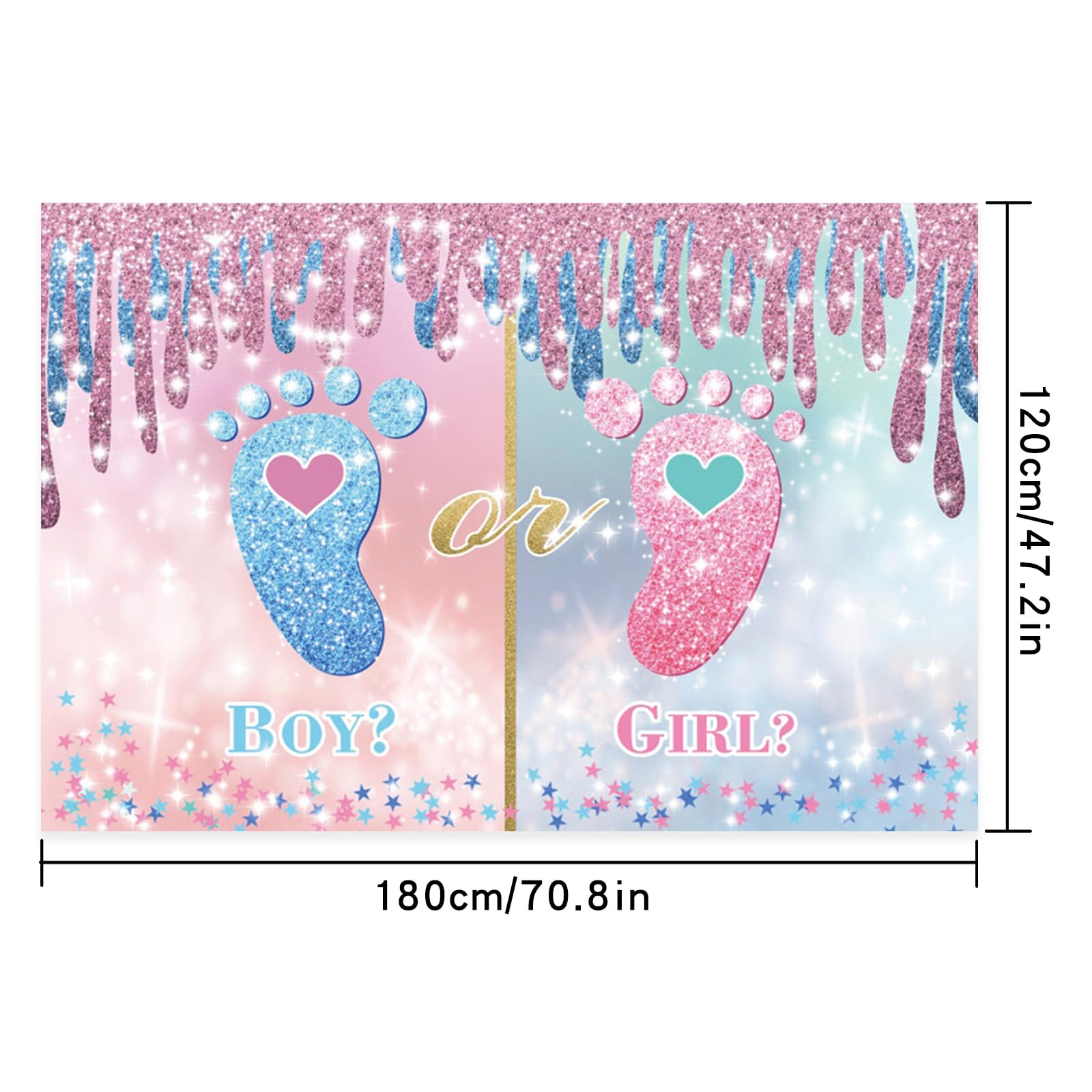 Gender Reveal Backdrop Boy or Girl - Gender Reveal Decorations Party Supplies 70.8 x 47.2 Inch Gender Reveal Background Backdrop Blue Pink Gender Party Reveal Banner What Will Baby Be Banner