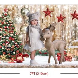 Dudaacvt 7x5Ft Christmas Backdrop Xmas Tree Gift Snow Vintage Wooden Floor Backdrop New Year Party Background Christmas House Party Background D679