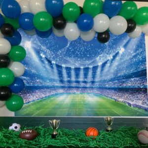 Soccer Field Backdrop Stadium Soccer Competition Fans Night Spotlight Background Adults Man Boy Birthday Party Football Match Wall Decorations Photo Shoot Props 8x6FT