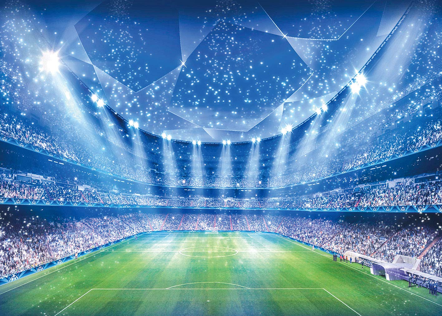 Soccer Field Backdrop Stadium Soccer Competition Fans Night Spotlight Background Adults Man Boy Birthday Party Football Match Wall Decorations Photo Shoot Props 8x6FT