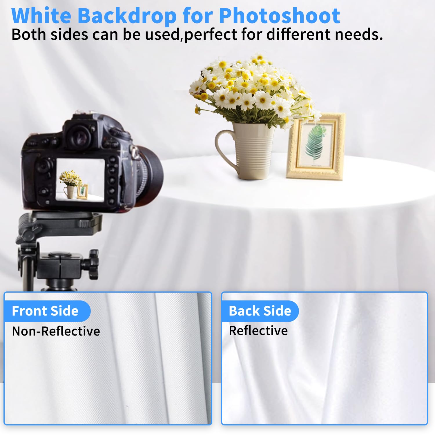 Photo Backdrop Curtains,White Backdrop for Photoshoot, Hemmotop 5x6.5ft White Photography Seamless Backdrops Background for Easter, Birthday Party, Pictures, Photos, Projector (Backdrop only)