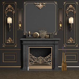 yeele fireplace backdrop 8x8ft vintage style interior black gold fireplace photography background luxury wall art home decorations portraits photo studio props