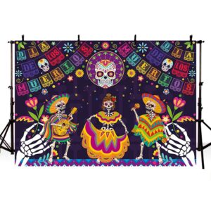 MEHOFOND Day of The Dead Backdrop Mexican Dia DE Los Muertos Photography Background Skull Skeleton Mexican Festival Party Decor 7x5ft