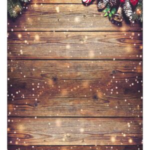 Allenjoy 5X7FT Snowflake Gold Glitter Christmas Wood Wall Holiday Photography Backdrop Xmas Rustic Barn Vintage Wooden Background for Kids Portrait Photo Studio Booth Photoshoot Photographer Props