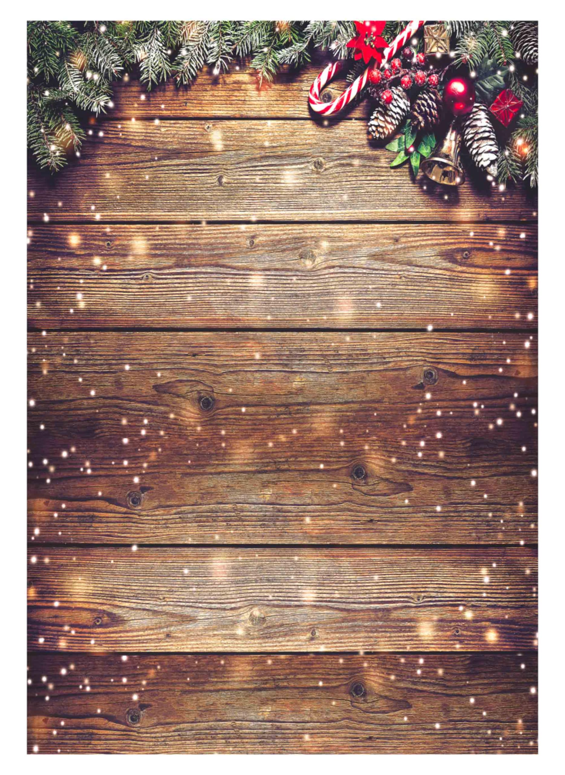 Allenjoy 5X7FT Snowflake Gold Glitter Christmas Wood Wall Holiday Photography Backdrop Xmas Rustic Barn Vintage Wooden Background for Kids Portrait Photo Studio Booth Photoshoot Photographer Props