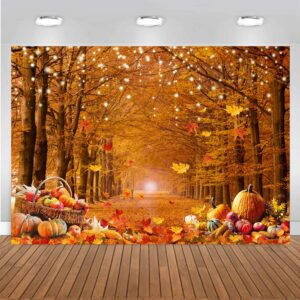 CHAIYA 7x5ft Fall Photography Backdrop Autumn Maple Forest Photography Backdrop Thanksgiving Background Pumpkin Decoration Party Backdrops Thanksgiving Backdrops Fall Photo Backdrops CY-238