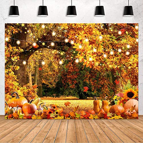 Avezano Fall Backdrop for Photography Forest Maple Leaves Scenery Thanksgiving Day Photo Background Kids Children Portrait Photo Booth Props (7x5ft)