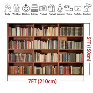 LYWYGG 7X5FT Bookshelf Backdrop Vintage Bookcase Magic Books Grunge Ancient Library Vinyl Photography Background Photo Studio Props CP-49