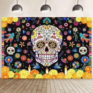 mehofond 7x5ft day of the dead backdrop sugar skull dia de los muertos photography background mexican fieasta marigold candle floral dress up festival party decor cake smash banner photo studio props