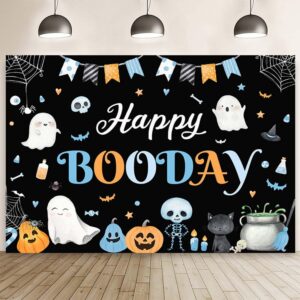 mehofond 7x5ft halloween birthday party backdrop black happy booday photography background cute ghost pumpkin skull for girls boys birthday party decorations cake table banner photo studio supplies