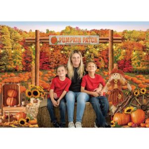 Maijoeyy 7x5ft Fall Backdrop Pumpkin Patch Photography Backdrop Autumn Maple Forest Sunflower Background Farm Harvest Event Thanksgiving Party Banner Decorations