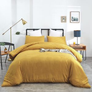 wellboo yellow queen comforter sets solid mustard yellow bedding comforters women men plain dark yellow quilts modern minimalist gold yellow blankets soft vintage ginger yellow bedroom decor aesthetic