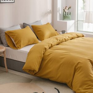 Wellboo Yellow Queen Comforter Sets Solid Mustard Yellow Bedding Comforters Women Men Plain Dark Yellow Quilts Modern Minimalist Gold Yellow Blankets Soft Vintage Ginger Yellow Bedroom Decor Aesthetic