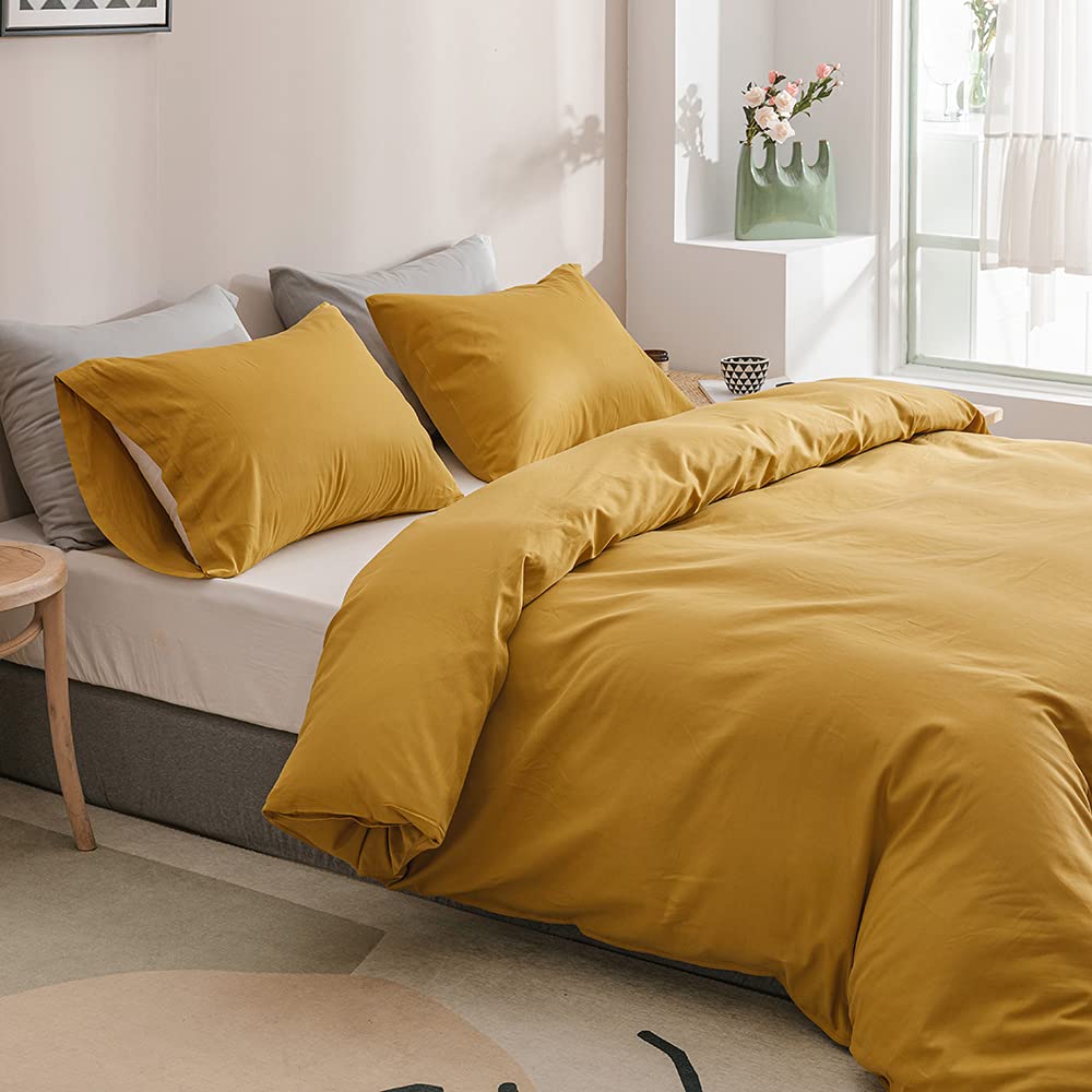 Wellboo Yellow Queen Comforter Sets Solid Mustard Yellow Bedding Comforters Women Men Plain Dark Yellow Quilts Modern Minimalist Gold Yellow Blankets Soft Vintage Ginger Yellow Bedroom Decor Aesthetic