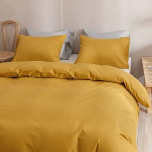 Wellboo Yellow Queen Comforter Sets Solid Mustard Yellow Bedding Comforters Women Men Plain Dark Yellow Quilts Modern Minimalist Gold Yellow Blankets Soft Vintage Ginger Yellow Bedroom Decor Aesthetic