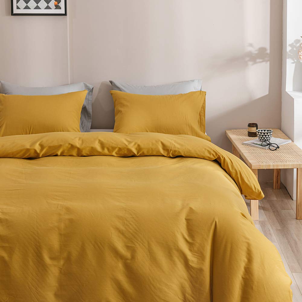 Wellboo Yellow Queen Comforter Sets Solid Mustard Yellow Bedding Comforters Women Men Plain Dark Yellow Quilts Modern Minimalist Gold Yellow Blankets Soft Vintage Ginger Yellow Bedroom Decor Aesthetic