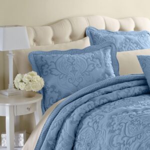 BrylaneHome Bedding Lightweight All Season Modern Amelia Quilted Damask Oversized Ultra Soft Bedspread - Full, Honey Gold