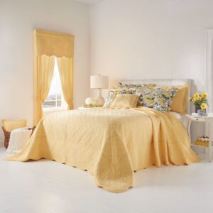 brylanehome bedding lightweight all season florence quilted oversized 100% cotton ultra supreme softness bedspread - queen, dandelion yellow