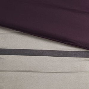 Madison Park Palmer Comforter Set - Faux Suede Design, Striped Accent, All Season Down Alternative Bedding, Matching Shams, Decorative Pillow, Bed Skirt, King (104 in x 92 in), Purple 7 Piece