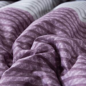 Andency Stripe Comforter Set King Size (104x90 Inch), 3 Pieces Purple and Gray Patchwork Striped Comforter, Soft Microfiber Down Alternative Comforter Bedding Set with Corner Loops