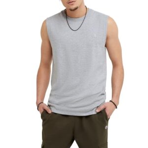 champion mens muscle tank, classic graphic tee, sleeveless t-shirt for (reg. or big & tall), oxford gray, x-large us