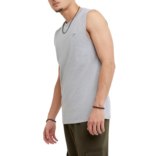 Champion Mens Muscle Tank, Classic Graphic Tee, Sleeveless T-shirt For (Reg. Or Big & Tall), Oxford Gray, X-Large US