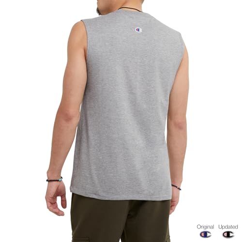 Champion Mens Muscle Tank, Classic Graphic Tee, Sleeveless T-shirt For (Reg. Or Big & Tall), Oxford Gray, X-Large US