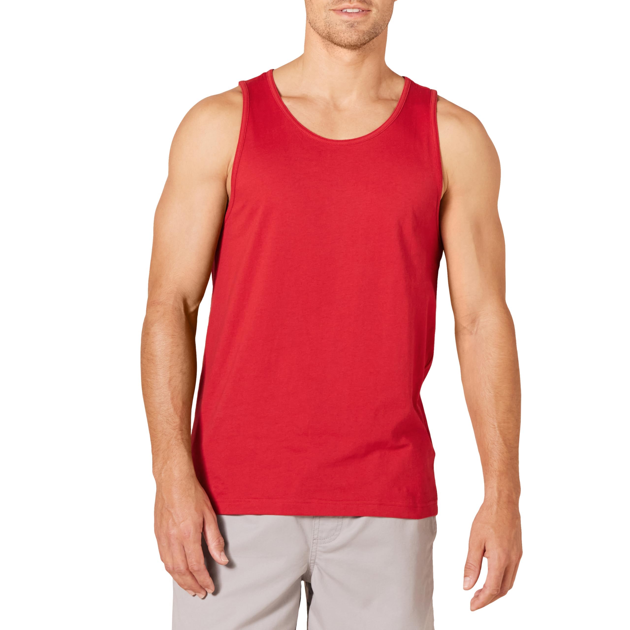 Amazon Essentials Men's Slim-Fit Tank Top, Red, Large