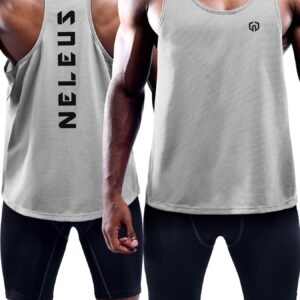 NELEUS Men's 3 Pack Dry Fit Workout GYM Muscle Tank Tops,5031,Black,grey,olive Green,XL,EU 2XL