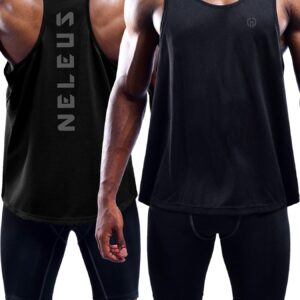 NELEUS Men's 3 Pack Dry Fit Workout GYM Muscle Tank Tops,5031,Black,grey,olive Green,XL,EU 2XL