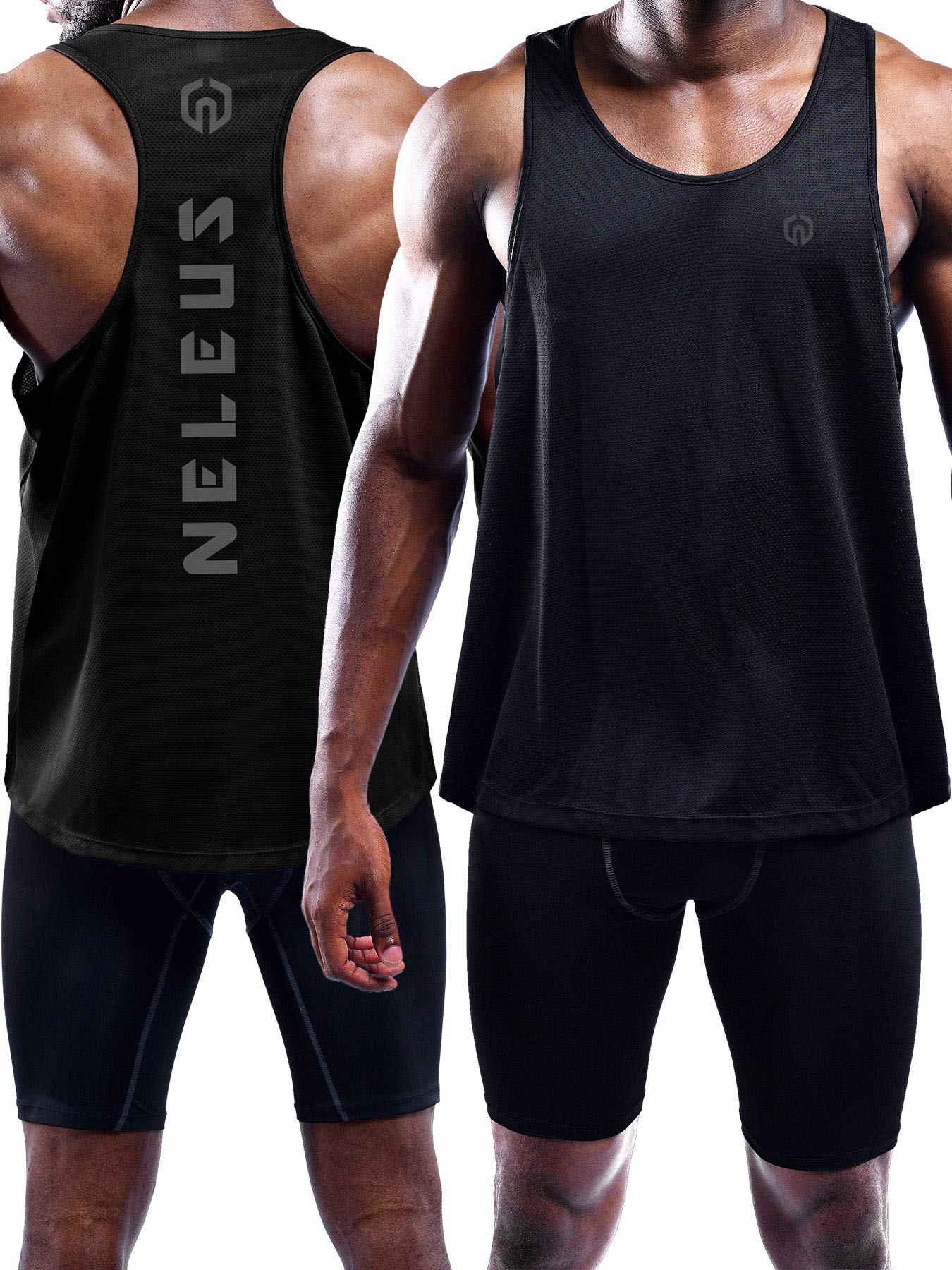 NELEUS Men's 3 Pack Dry Fit Workout GYM Muscle Tank Tops,5031,Black,grey,olive Green,XL,EU 2XL