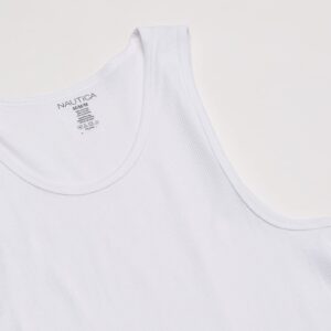 Nautica Men's 4 Pack Ribbed Cotton Tank, White, Medium