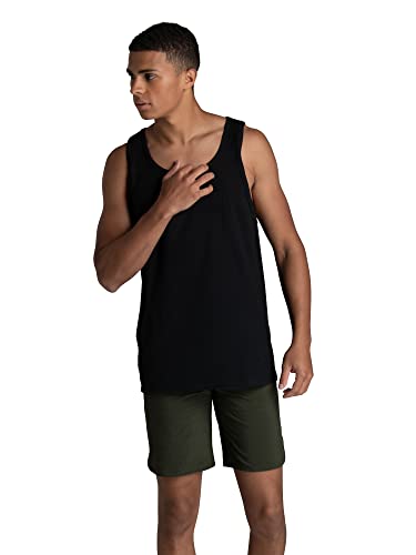 Fruit of the Loom Men's Eversoft Cotton Sleeveless T Shirts, Breathable & Moisture Wicking with Odor Control, Sizes S-4X, Tank-2 Pack-Black Ink, 3X-Large