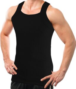 2 pack men's g-unit style tank tops square cut new usa classic design muscle ribbed wife beater underwear shirts (xl, black)