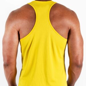 DEVOPS 3 Pack Men's Y-Back Dry Fit Muscle Gym Workout Tank Top (Large, Charcoal/Red/Yellow)