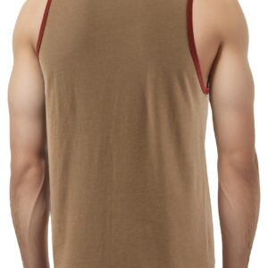 DESPLATO Men's Classic Slim Fit Breathable Active Workout Gym Muscle Sleeveless Shirts Tank Tops Khaki/Rusty XL