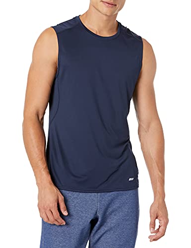 Amazon Essentials Men's Tech Stretch Muscle Shirt, Navy, Large