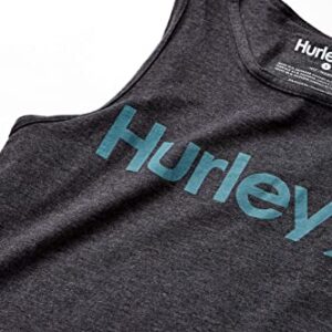 Hurley mens One and Only Graphic Tank Top T Shirt, Black Heather Noise Aqua, X-Large US