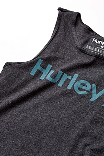 Hurley mens One and Only Graphic Tank Top T Shirt, Black Heather Noise Aqua, X-Large US