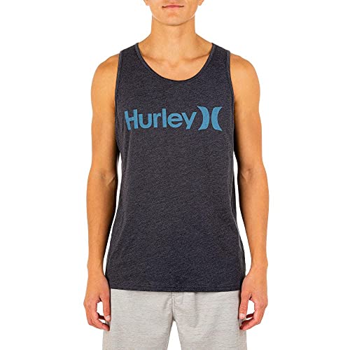 Hurley mens One and Only Graphic Tank Top T Shirt, Black Heather Noise Aqua, X-Large US