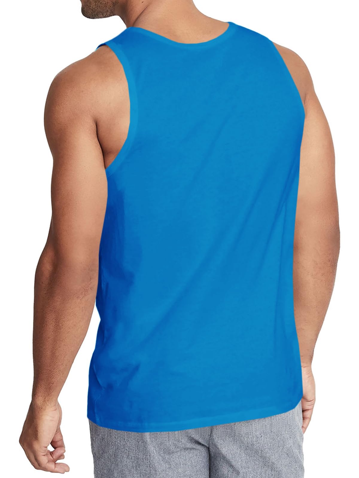 ZIWOCH Men Tank Top Sleeveless Shirts Muscle Workout Crewneck Tee Tops Blue