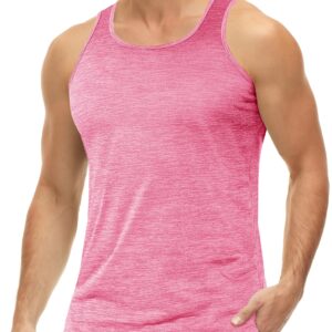 MAGCOMSEN Tank Tops for Men Running Tank Tops Men Gym Shirts Men Sleeveless Mens Shirts Workout T Shirts for Men Tank Top Athletic Shirts for Men Pink