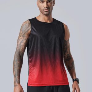 Liberty Imports Pack of 5 Men's Stretch Cool Dry Muscle Tank Tops Athletic Crewneck Sleeveless Workout Shirts (Black/White/Gray/Gradient Red/Gradient Blue, Medium)