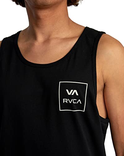 RVCA Men's Graphic Sleeveless Tank Top Shirt, VA ATW Fill/Black, Large