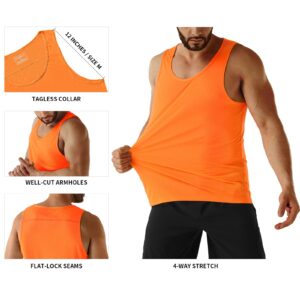 URBEST Men's Neon Workout Sleeveless Shirts Quick Dry Swim Beach Muscle Gym Running Athletic Tank Top Neon Orange 5XL