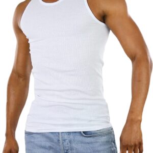 ToBeInStyle Men's Single A-Shirt Tank Top Undershirt- White - S