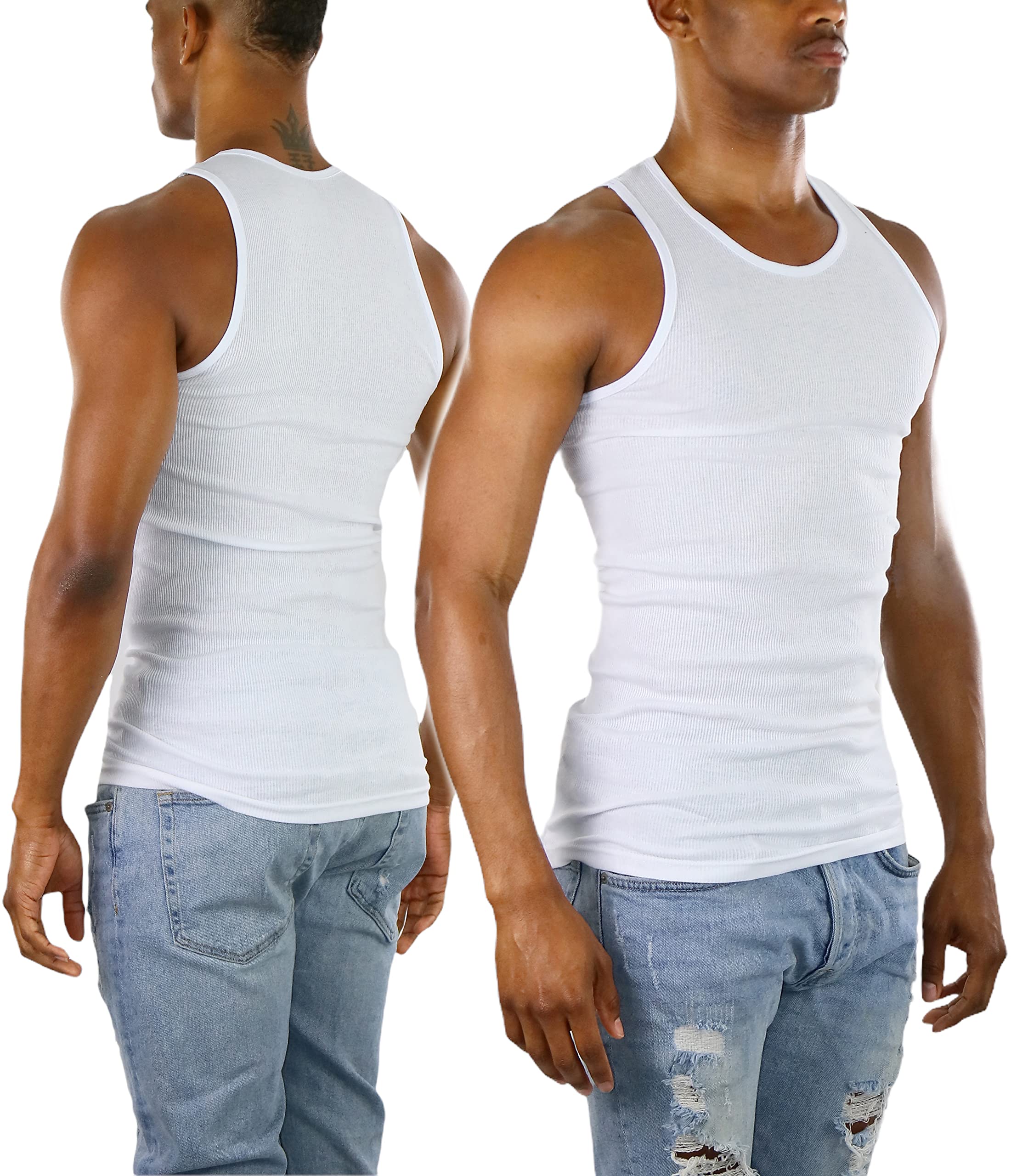 ToBeInStyle Men's Single A-Shirt Tank Top Undershirt- White - S