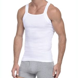 2(X)IST Men's Essential Cotton Square Cut Tank 2-Pack Pure White, Medium